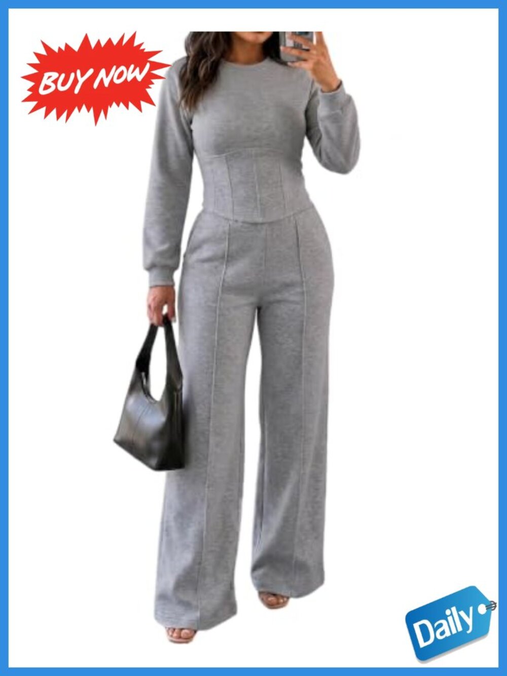 CHICME Womens 2 Piece Outfits Sweatsuit Lounge Set Wide Leg Pants